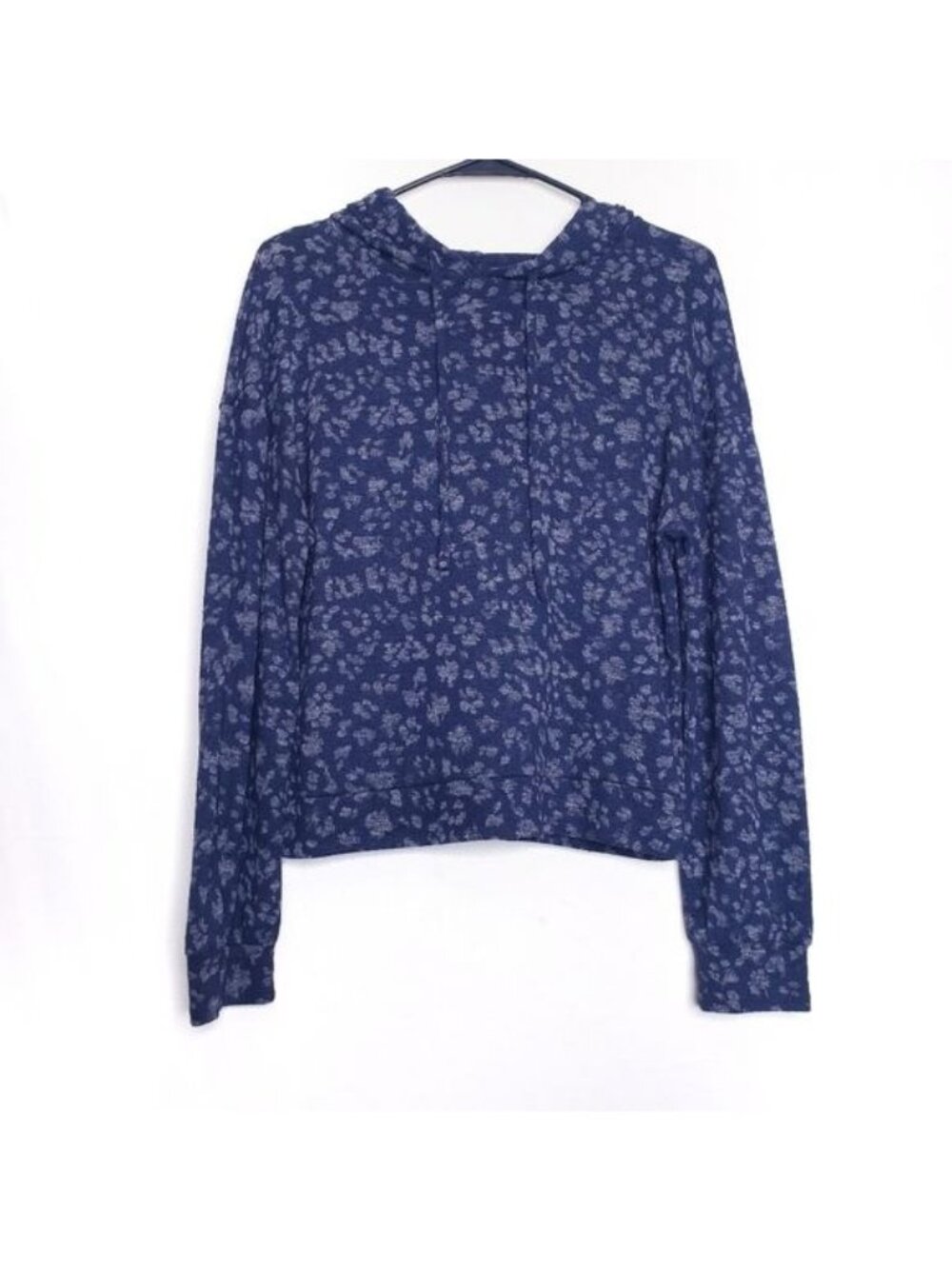 Gap Blue & Gray Softspun Leopard Animal Print Hoodie Top Women's Size Small
